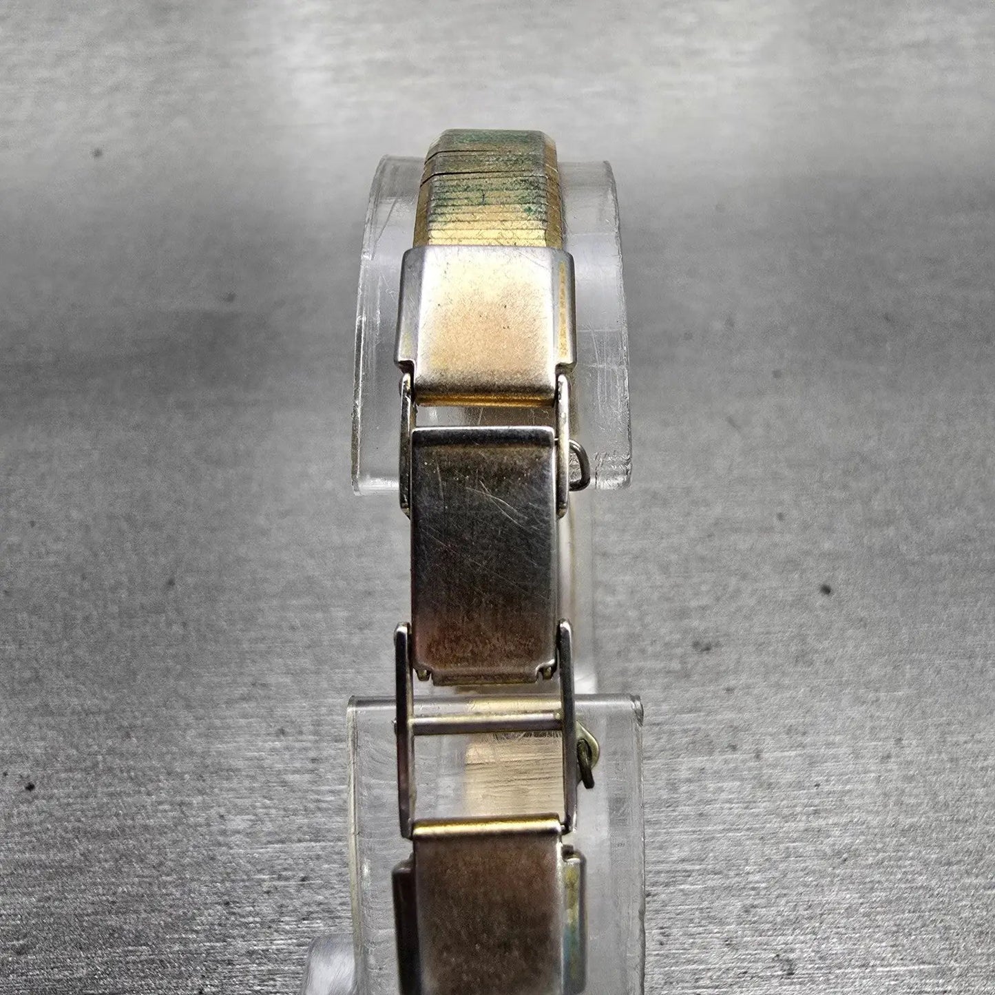 Seiko Watch Women 12mm Gold Dial Gold Tone Rectangle 1320-5049 New Battery VTG7