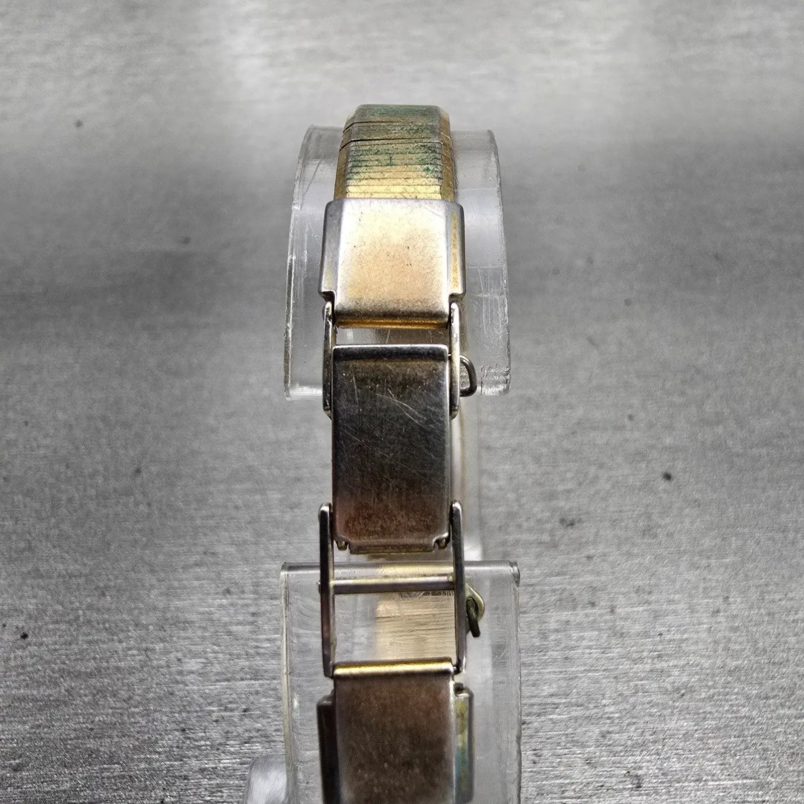 Seiko Watch Women 12mm Gold Dial Gold Tone Rectangle 1320-5049 New Battery VTG7