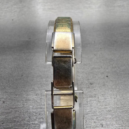 Seiko Watch Women 12mm Gold Dial Gold Tone Rectangle 1320-5049 New Battery VTG7