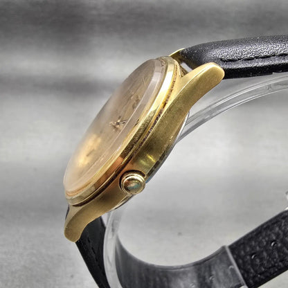 Seiko Watch Men 35mm Gold Dial Gold Tone Daydate Round 7N43-8A39 New Battery VTG2
