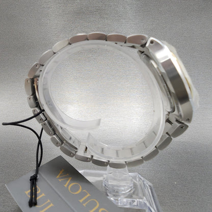 Bulova Surveyor Watch Women 34mm White Dial Two Tone Date Round Bracelet 98M1328