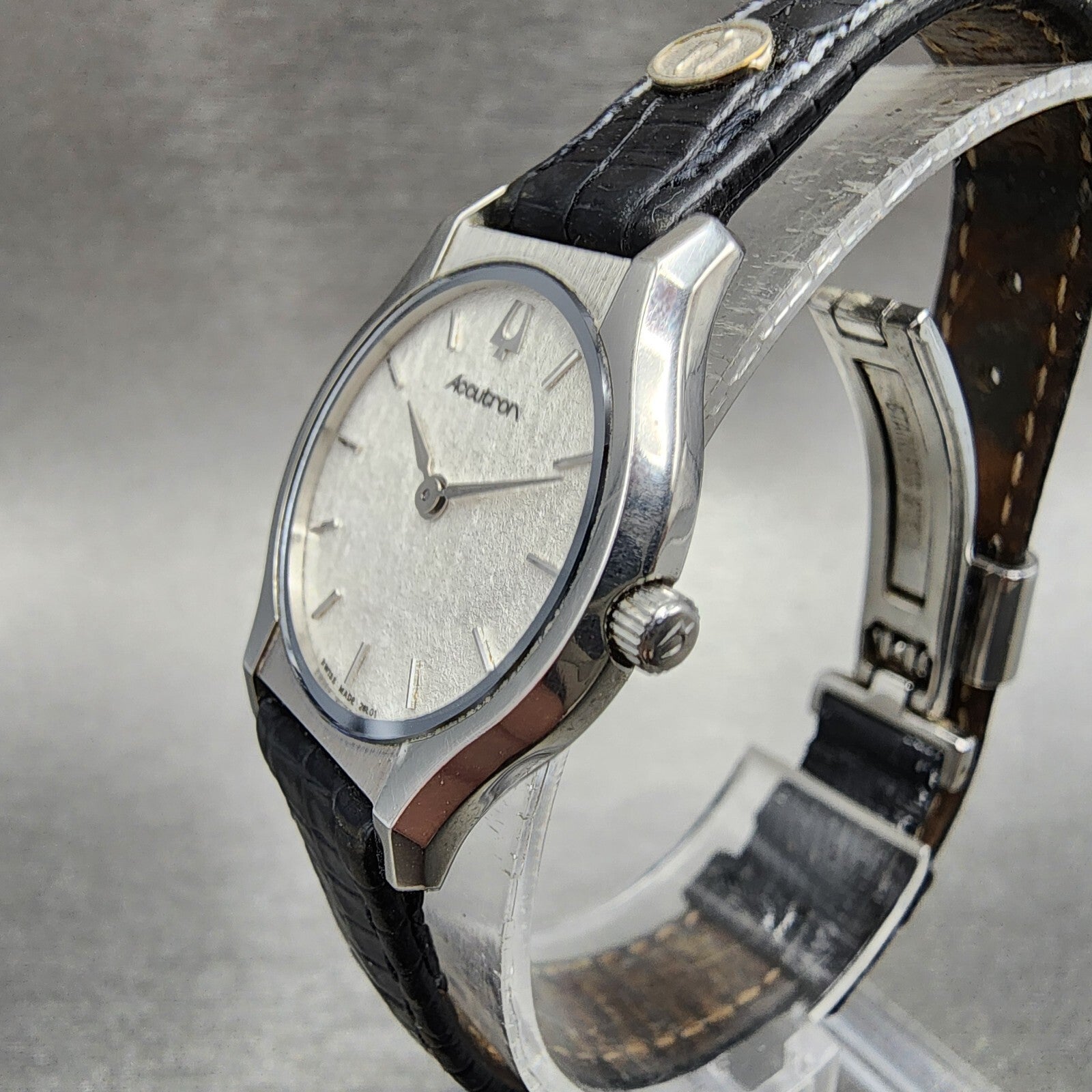 Bulova Accutron Watch Women 25mm White Dial Steel Round 26L01 New Battery2