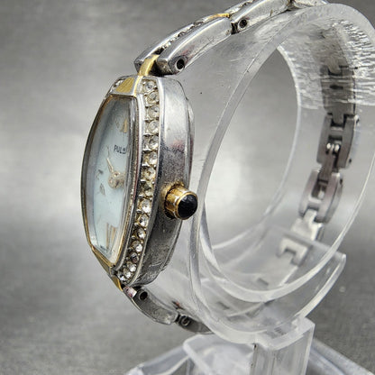 Pulsar Watch Women 17mm MOP Dial Two Tone Tonneau 1N00-X185 New Battery
