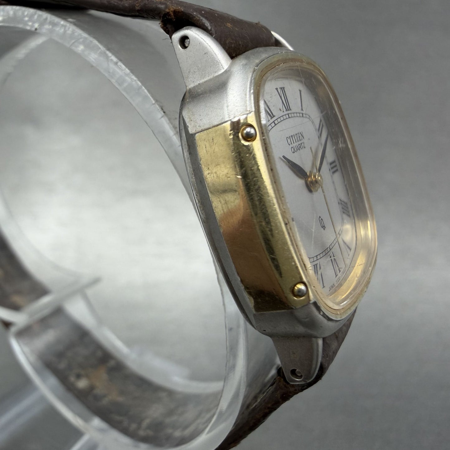 Citizen CQ Watch Women 25mm Silver Dial Two Tone Rectangle 1100108736 New Batt3