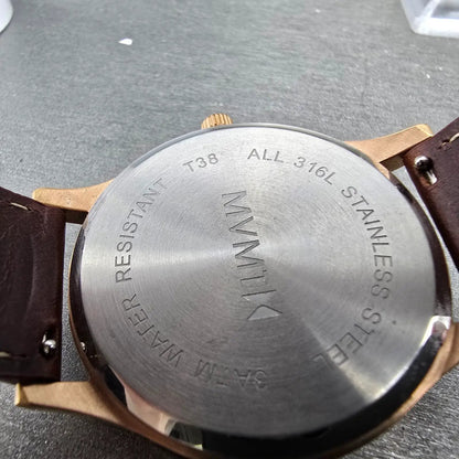 MVMT 40 Series Watch Men 40mm White Dial Rose Gold Tone Round Leather New batt9