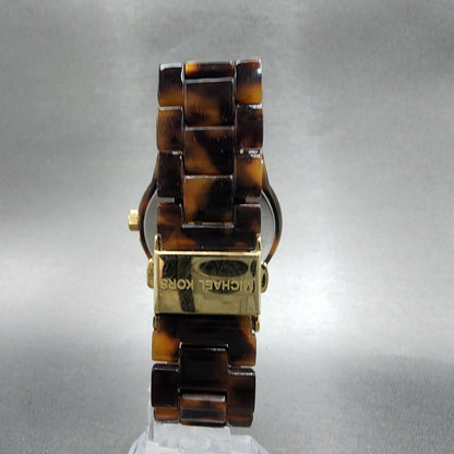 Michael Kors Jet Set Watch Women 37mm Brown MOP Dial Tortoise MK-5038 New Batt