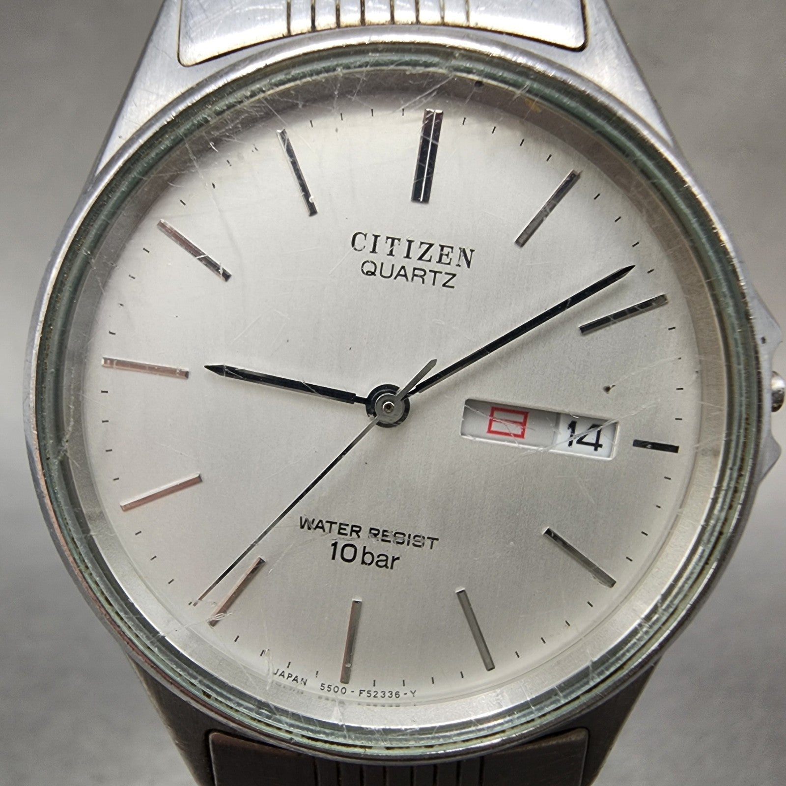 Citizen Watch Men 35mm White Dial Silver Tone Daydate Round 5500F50131 PARTS2