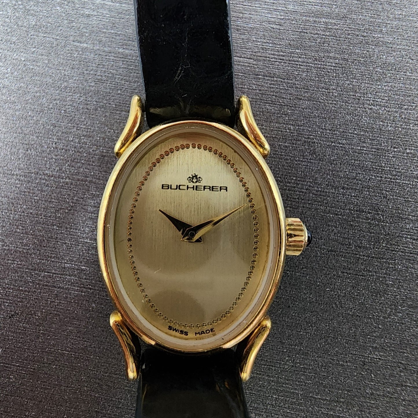 Bucherer Watch Women 17mm Champagne Dial Gold Plated Manual Wind Runs VTG0