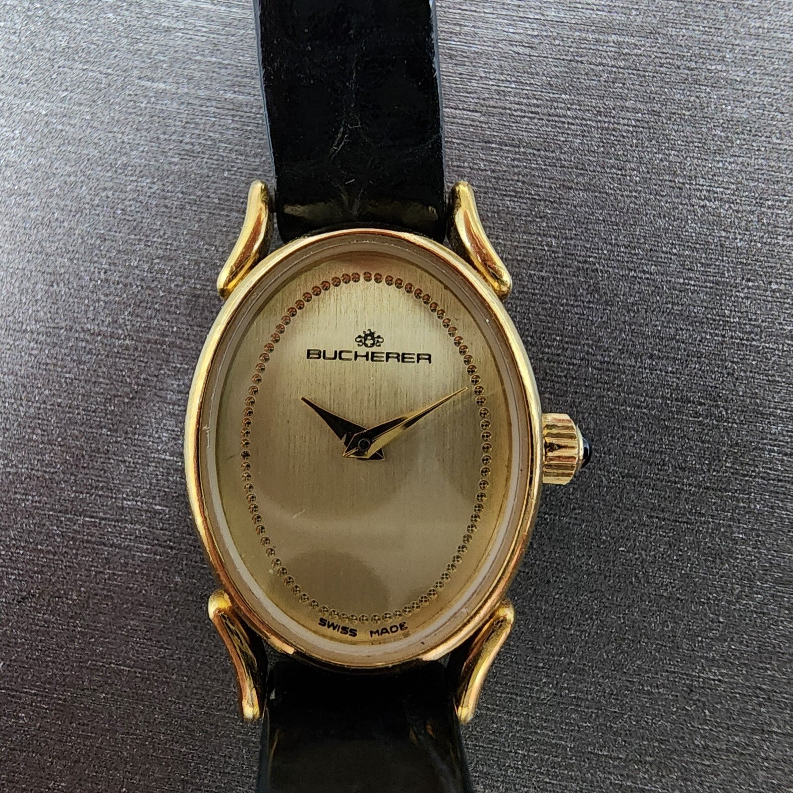 Bucherer Watch Women 17mm Champagne Dial Gold Plated Manual Wind Runs VTG0