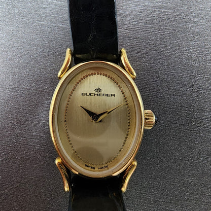 Bucherer Watch Women 17mm Champagne Dial Gold Plated Manual Wind Runs VTG0