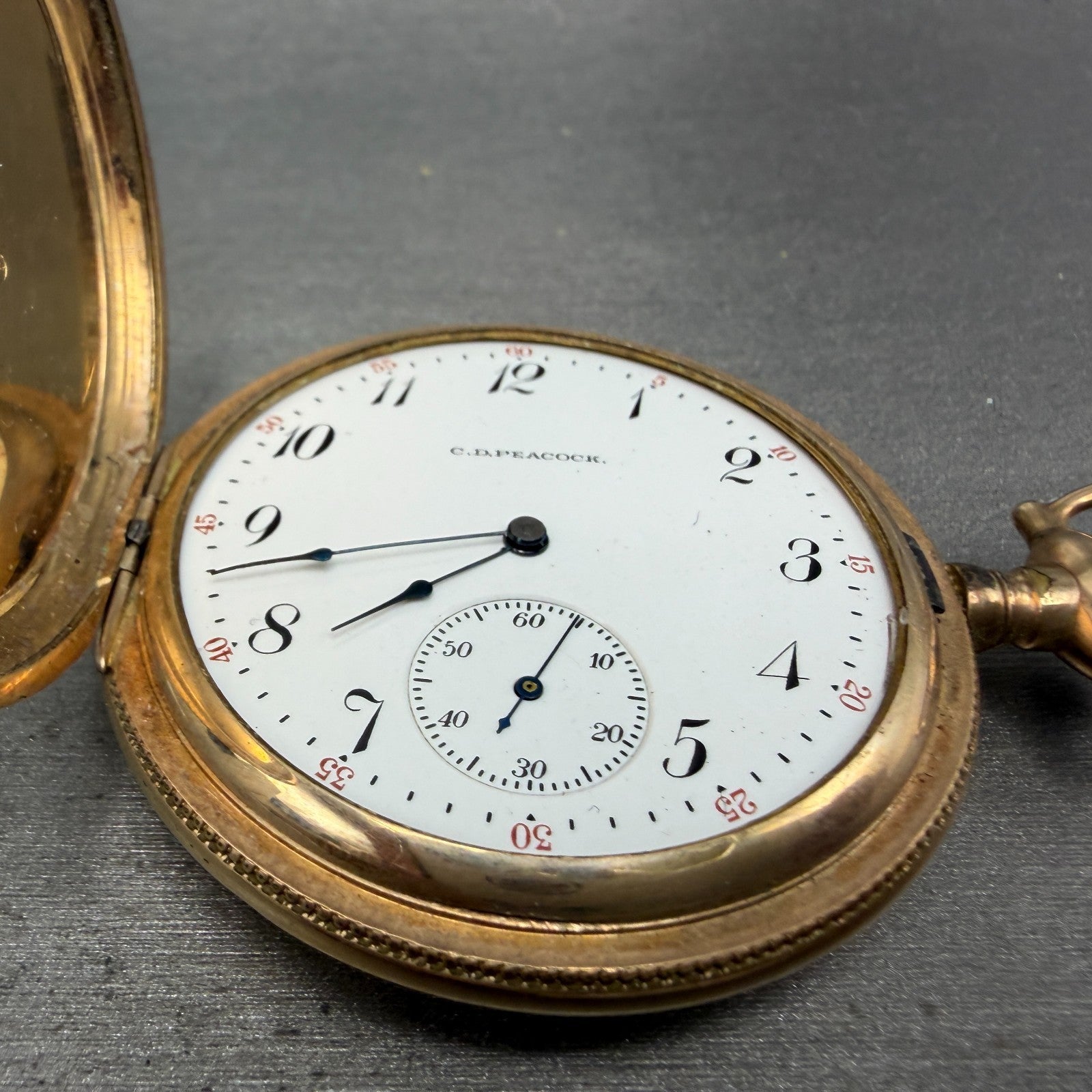 C.D.Peacock Elgin Pocket Watch 51.5mm White Dial Gold Filled Grade Runs1