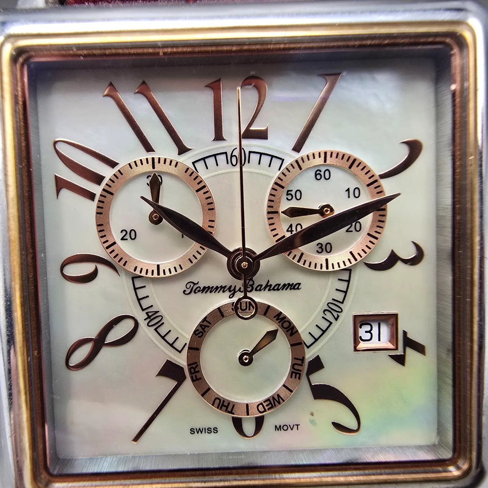 Tommy Bahama Chronograph Watch Unisex 35mm MOP Dial Two Tone Date TB2114 New Bat1