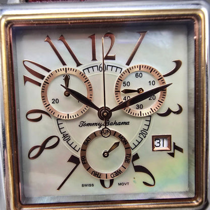 Tommy Bahama Chronograph Watch Unisex 35mm MOP Dial Two Tone Date TB2114 New Bat1