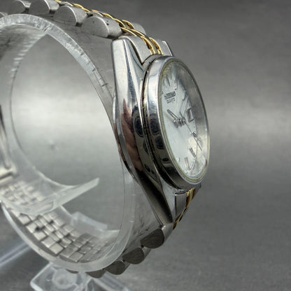Seiko Watch Women 25mm White Dial Silver Tone Date 7n83-0011 Round NewBatt 873