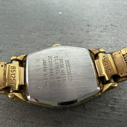 Seiko Watch Women 18mm Champagne Dial Gold Tone Hexagon 2c20-6440 New Battery9