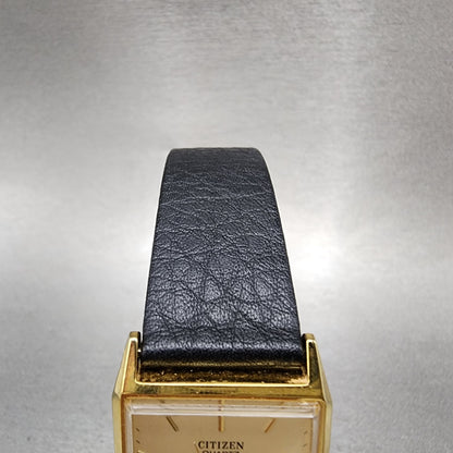 Citizen CQ Tank Watch Women Men 25mm Gold Dial Gold Tone Rectangle New Battery4