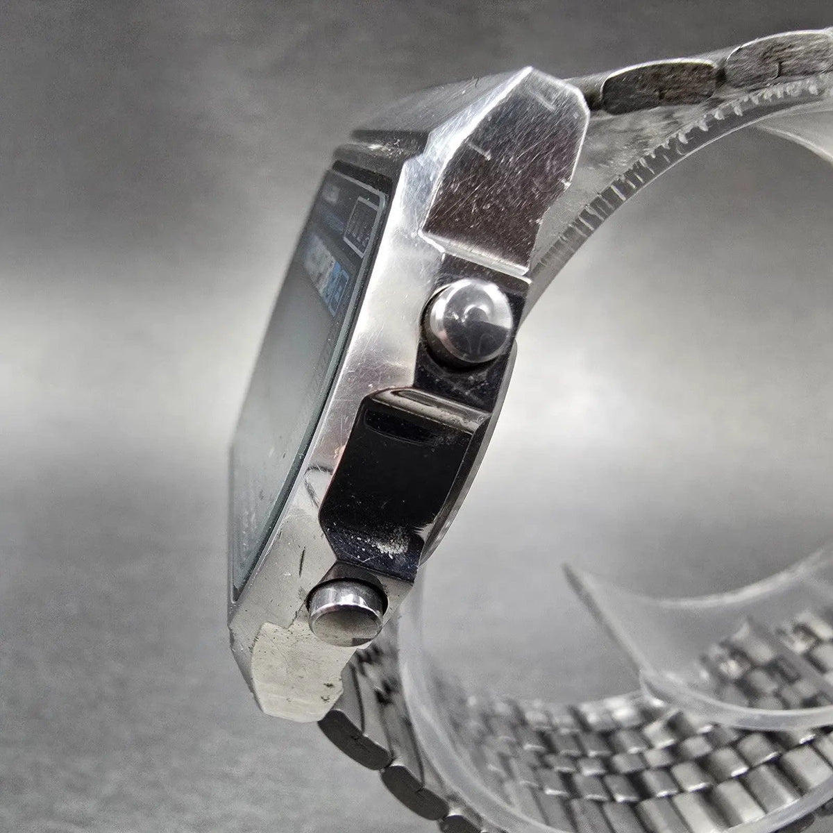 Alba Digital Watch Men 33mm Silver Alarm Chronograph Y749-5140 VTG Seiko PARTS3