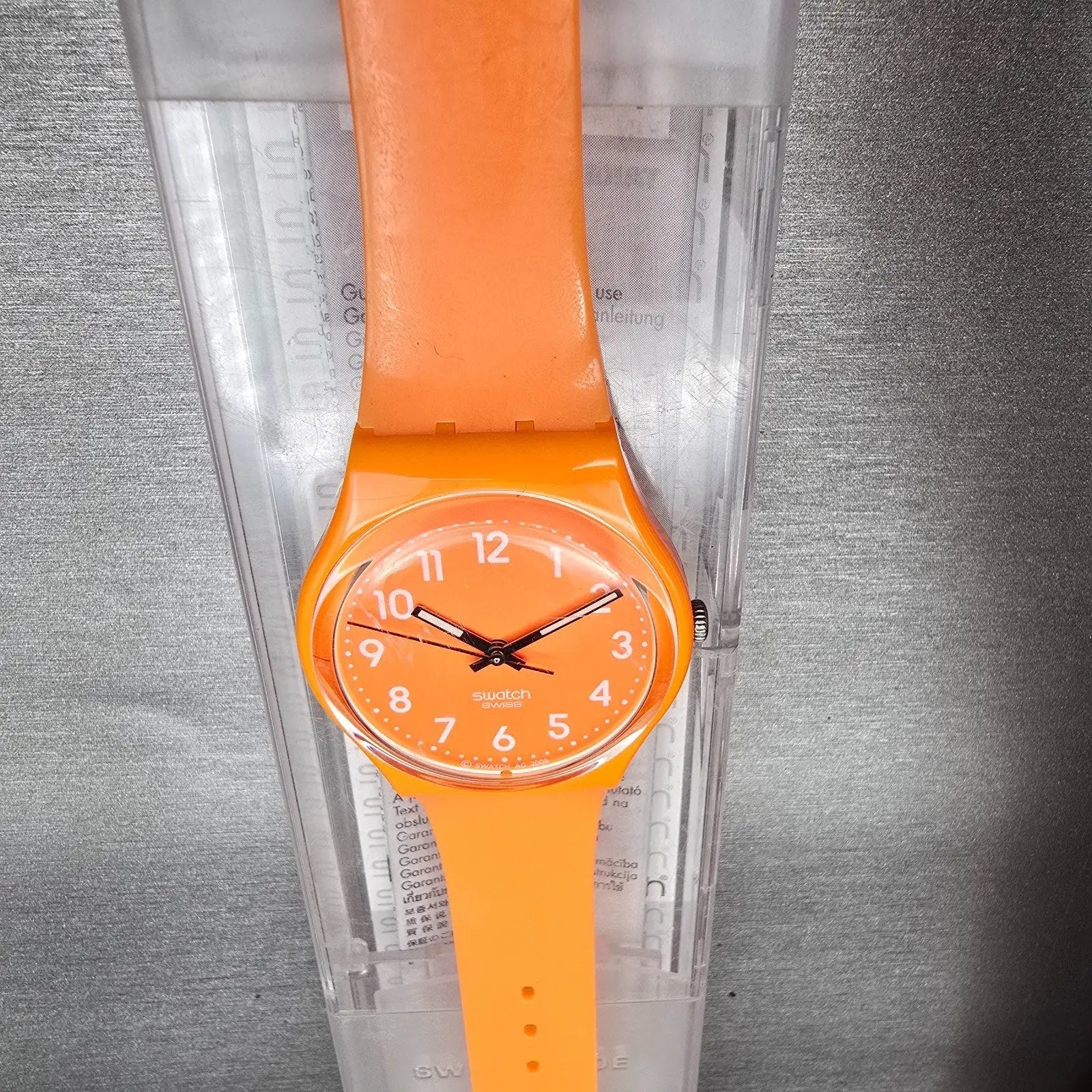Swatch Fresh Papaya Watch Men 34mm Orange Dial Orange Tone GO105 New Battery3