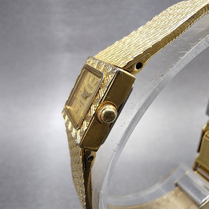 Seiko Tank Watch Women 13mm Champagne Dial Gold Tone 1e205040 New Battery2