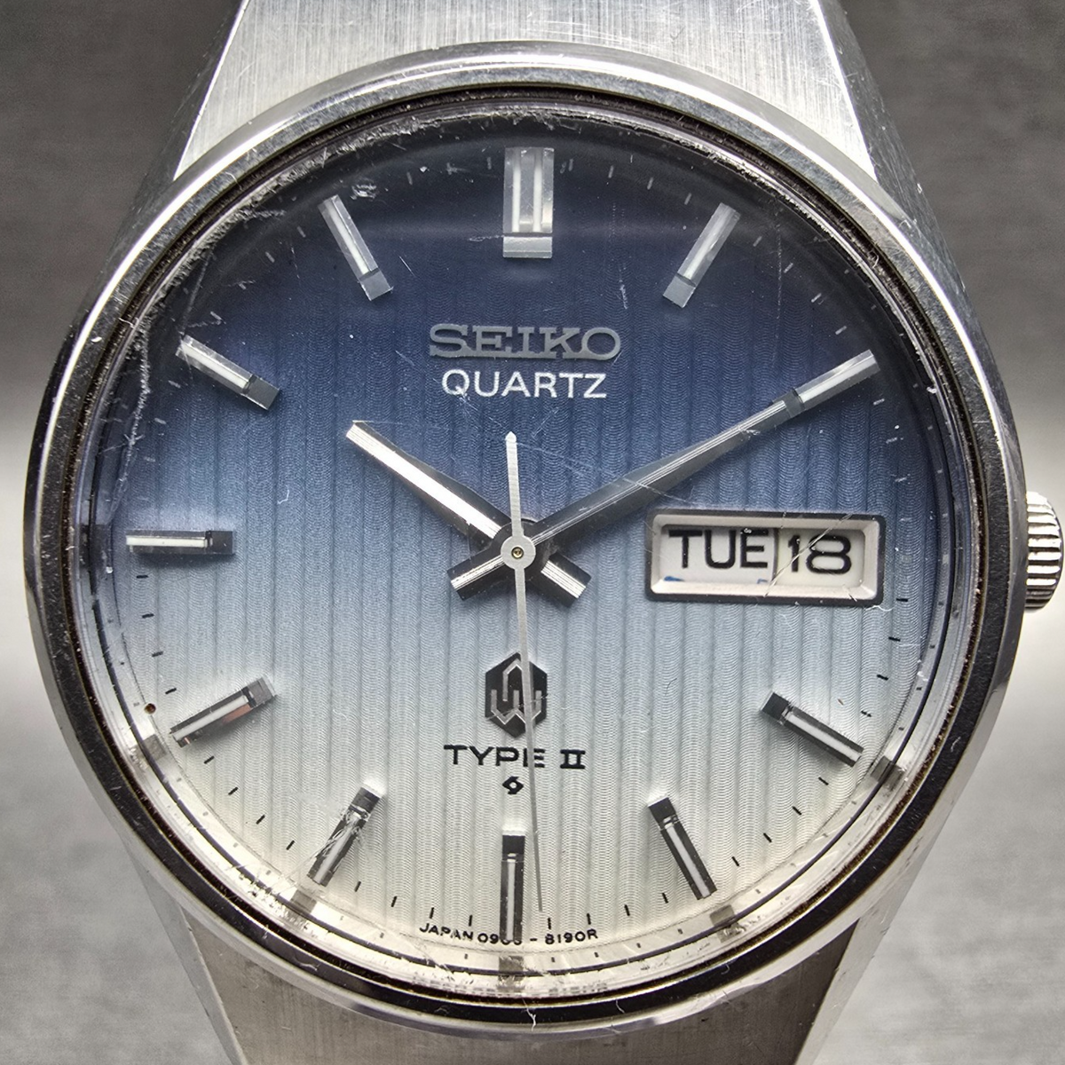 Seiko Type II Watch Men 36mm Blue Dial Silver Tone Daydate 0903-8120 New Battery1