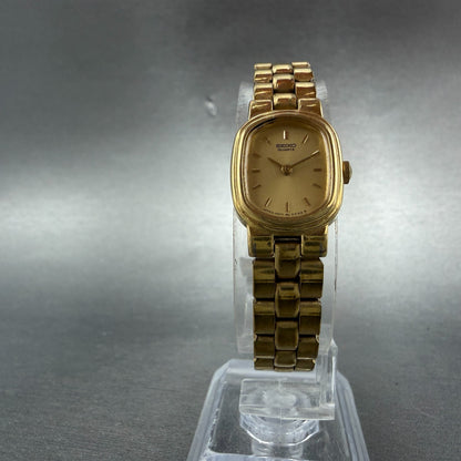 Seiko Watch Women 16mm Champagne Dial Gold Tome Oval 4N00-5030 New Battery5