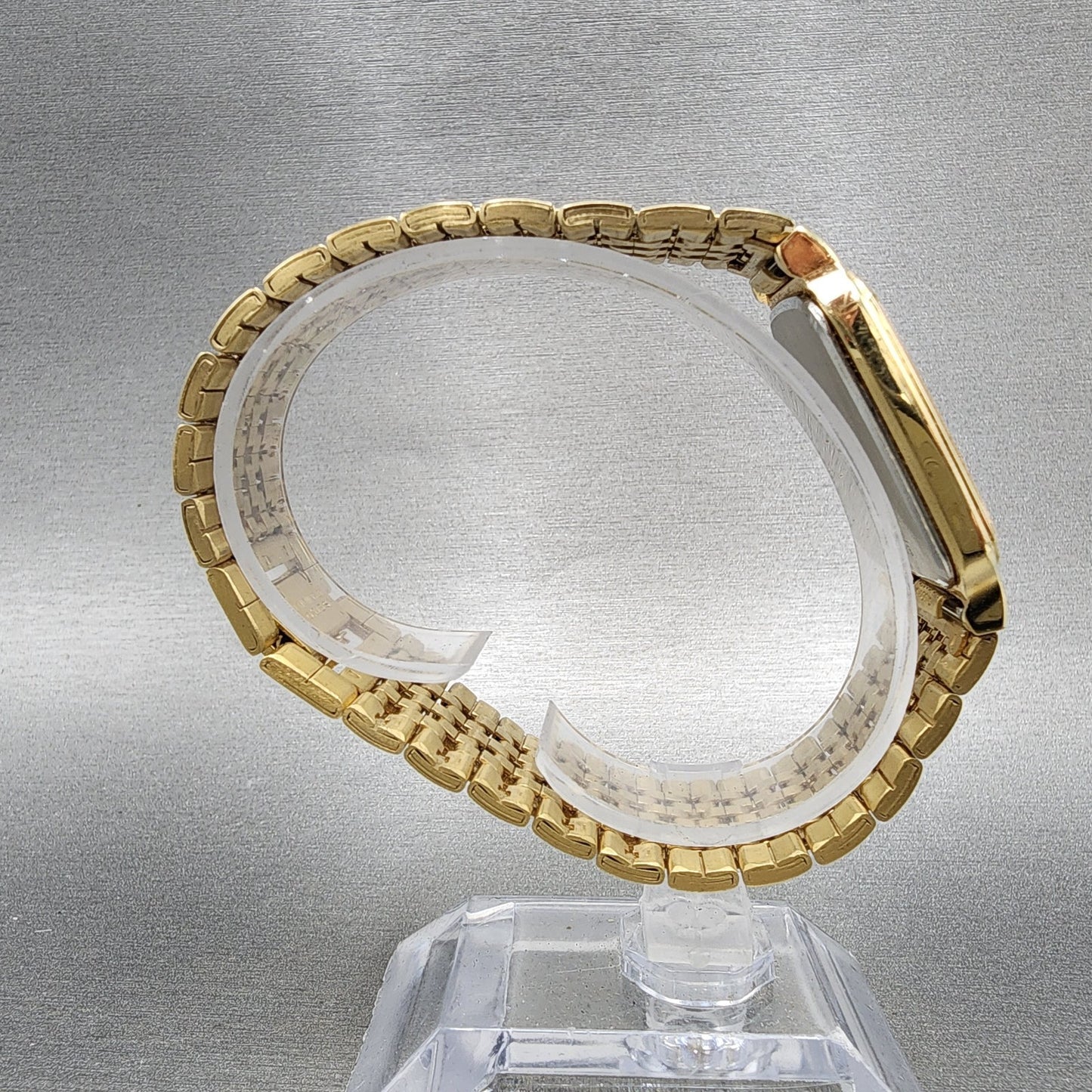 Seiko Tank Watch Men 28mm Champagne Dial Gold Tone 5y305309 New Battery8