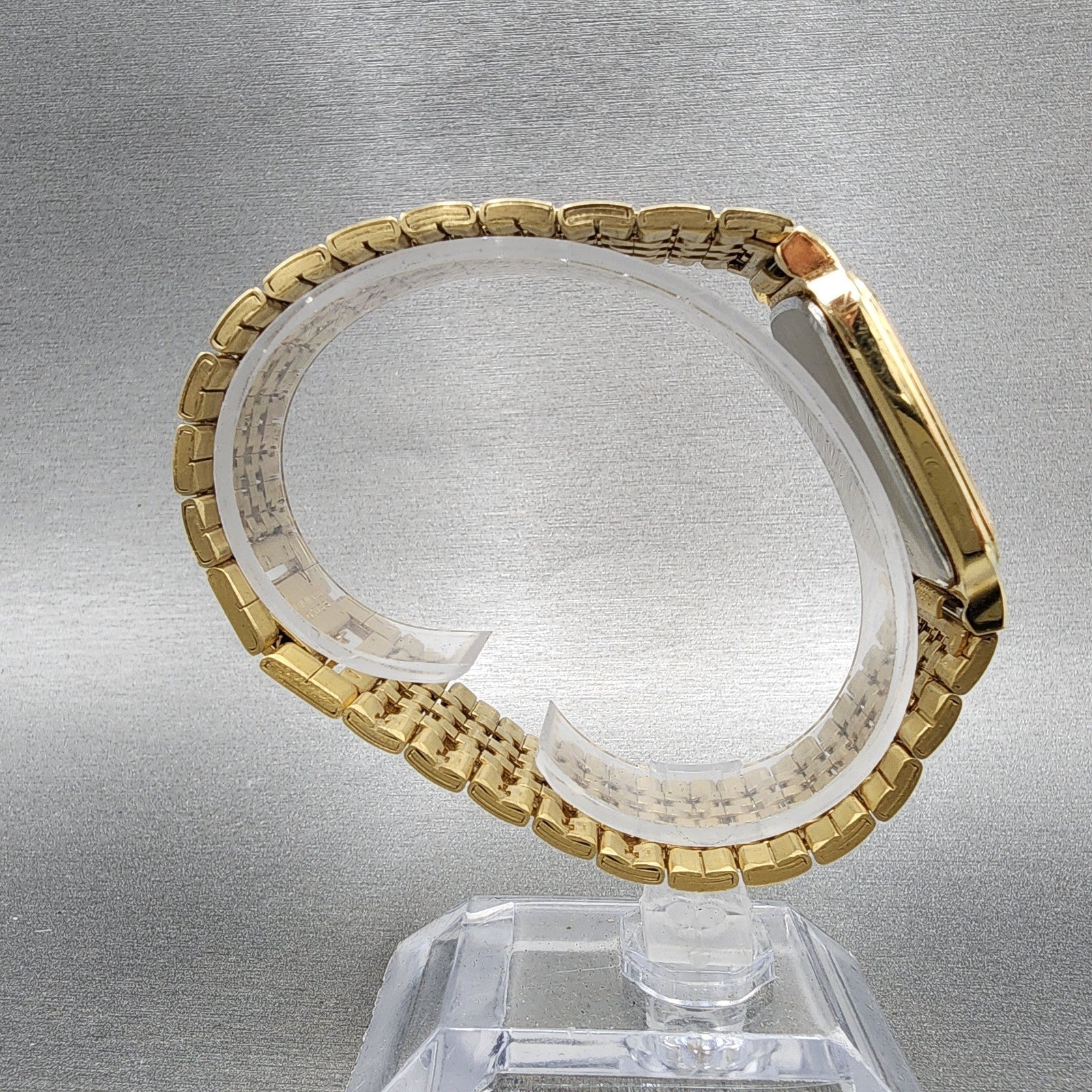 Seiko Tank Watch Men 28mm Champagne Dial Gold Tone 5y305309 New Battery8