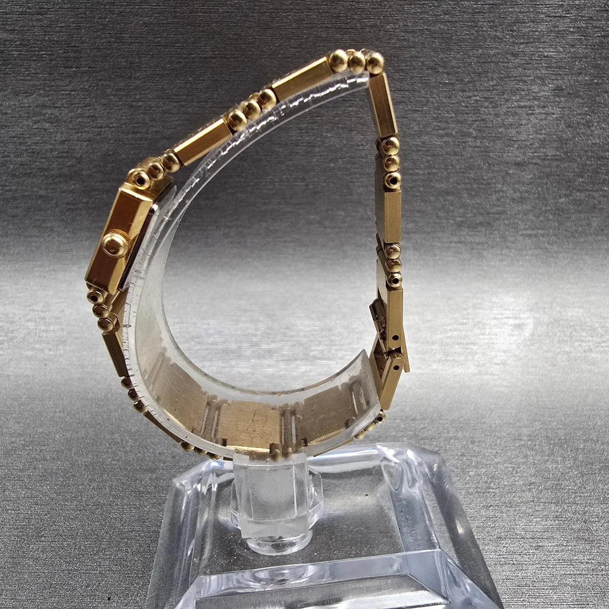 Seiko Watch Women 13mm Gold Dial Gold Tone Rectangle 1E20-5200 New Battery7