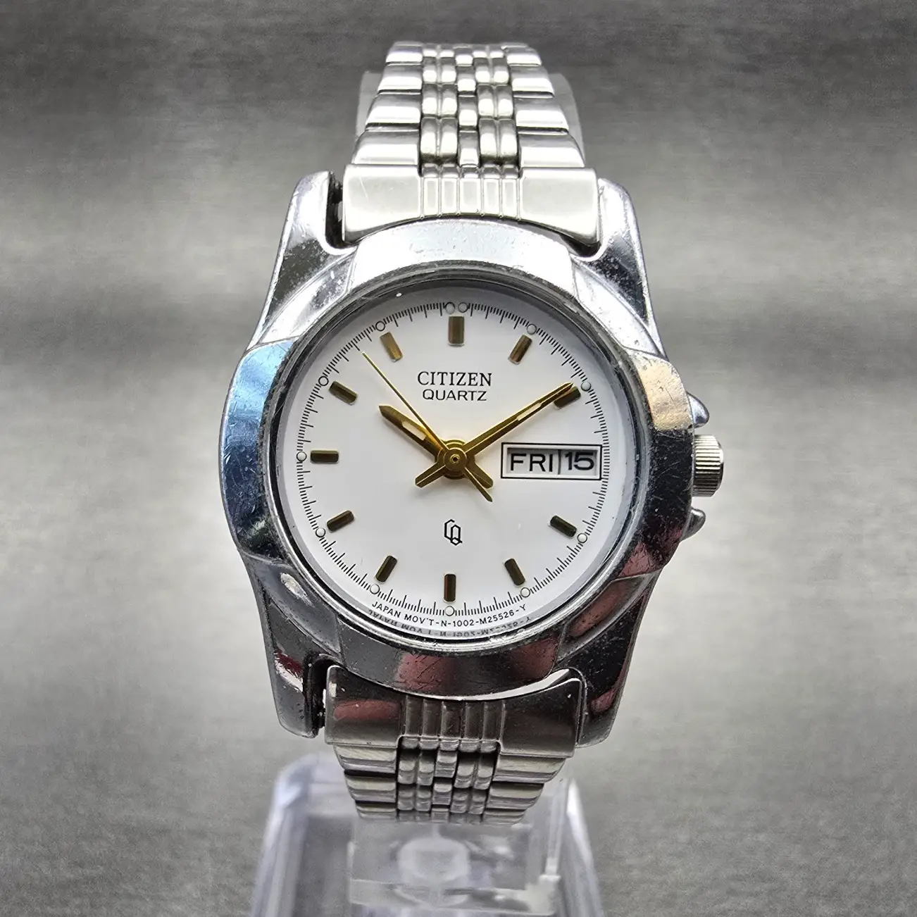 Citizen CQ Watch Women 26mm White Dial Silver Tone Daydate 1002-B02855 New Batt0