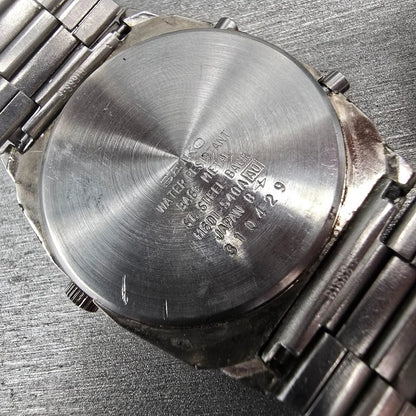 Seiko Watch Men 33mm Gray Dial Silver Tone Chrono Alarm H601-540A New Battery10