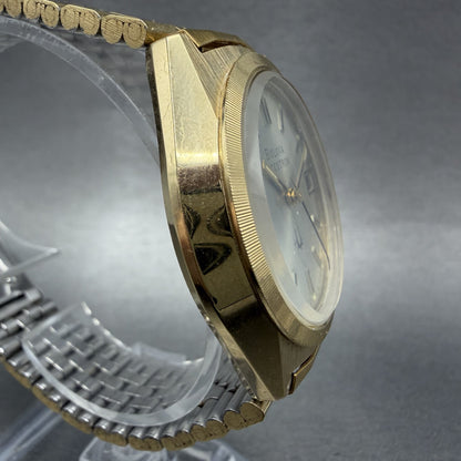 Bulova Accutron Watch Men 37mm Champagne Dial Gold Tone Date Round New Batt N73