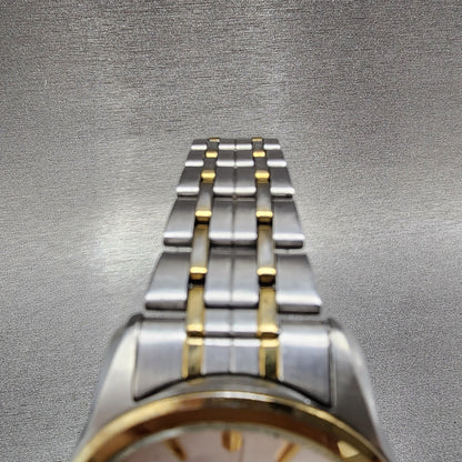 Seiko 100m Watch Men 39mm Silver Dial Two Tone Date Round 7n420fl0 PARTS5