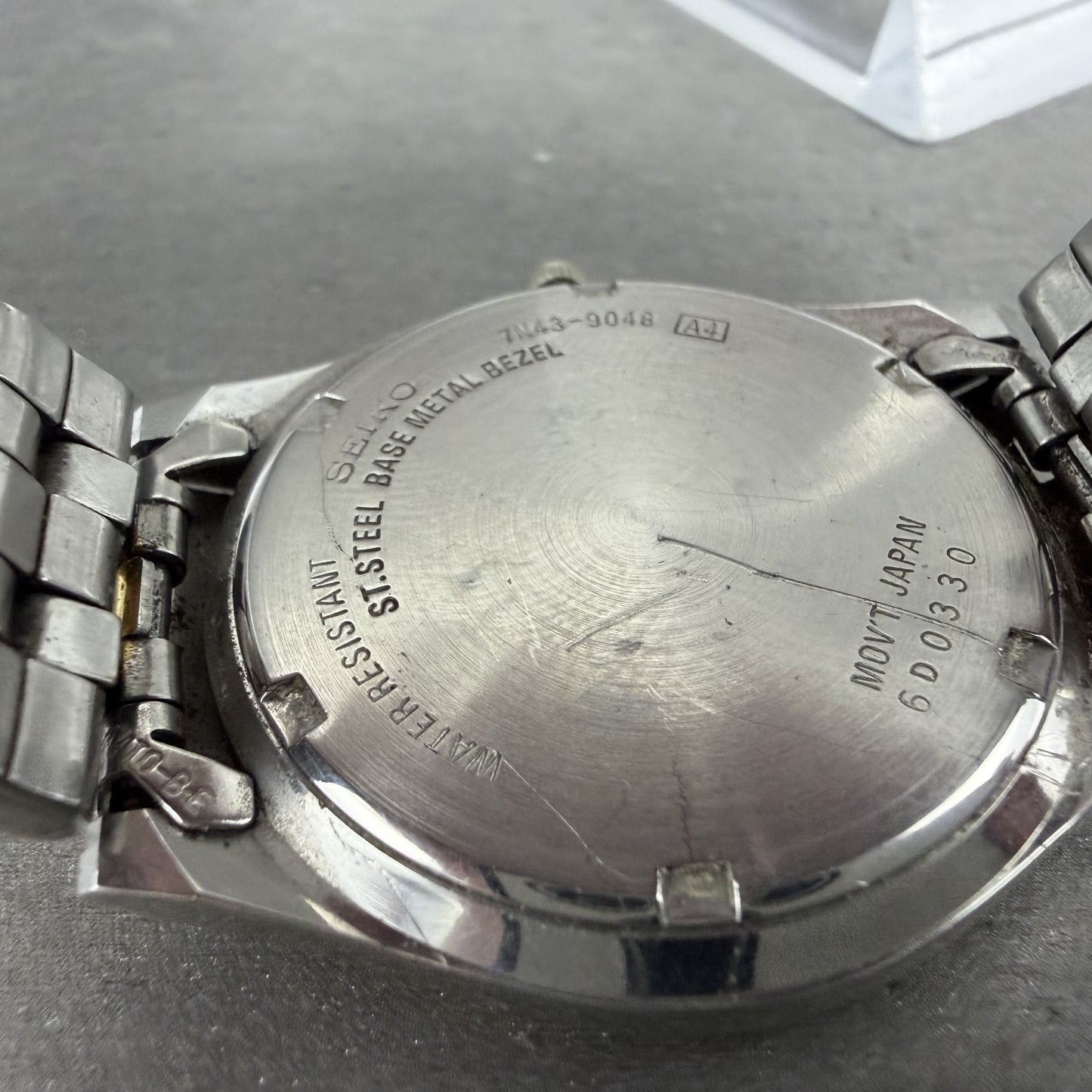 Seiko Watch Men 37mm Silver Dial Two Tone Daydate Round 7N43-9048 New Battery UL9