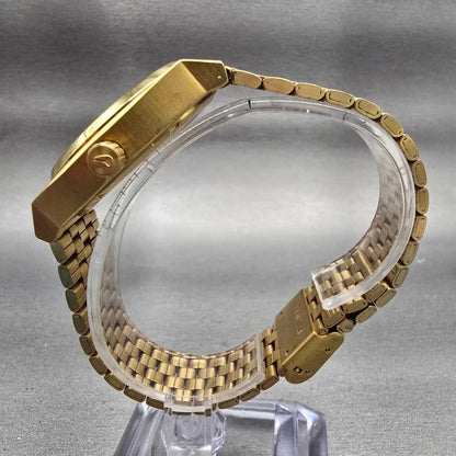 Nixon Time Teller Watch Men 37mm Black Dial Gold Tone Round New Battery6