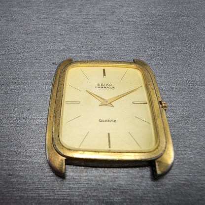 Seiko Lassale Tank Watch Women 27mm Gold Dial Gold Tone Rectangle New Battery