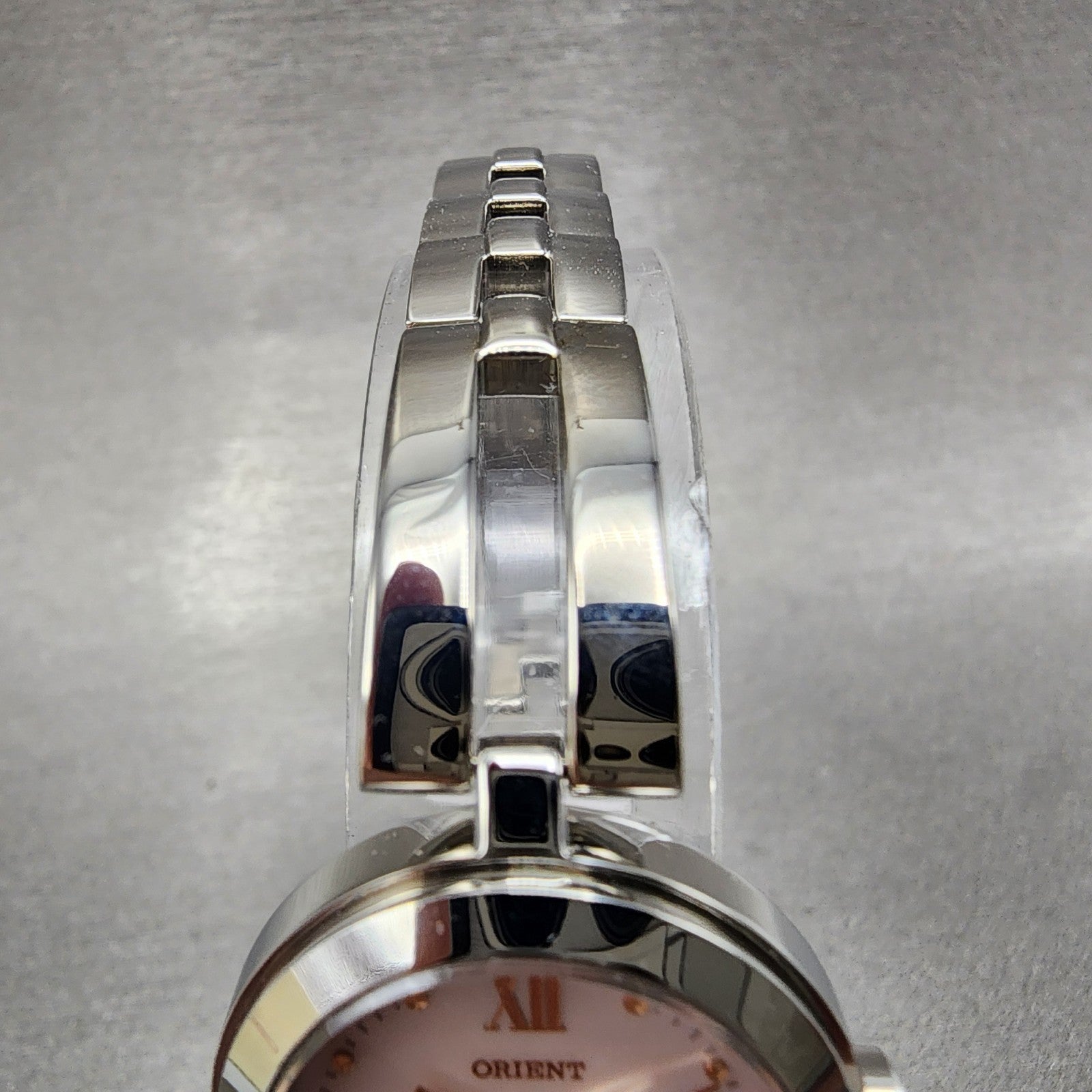 Orient IO Solar Watch Women 24mm MOP Dial Silver Tone Date Round KN70UAA0 Runs5