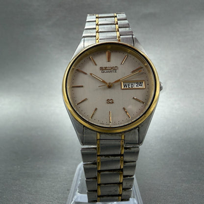Seiko Watch Men 35mm Gray Dial Two Tone Daydate Round 7N43-7A59 New Battery ABC5