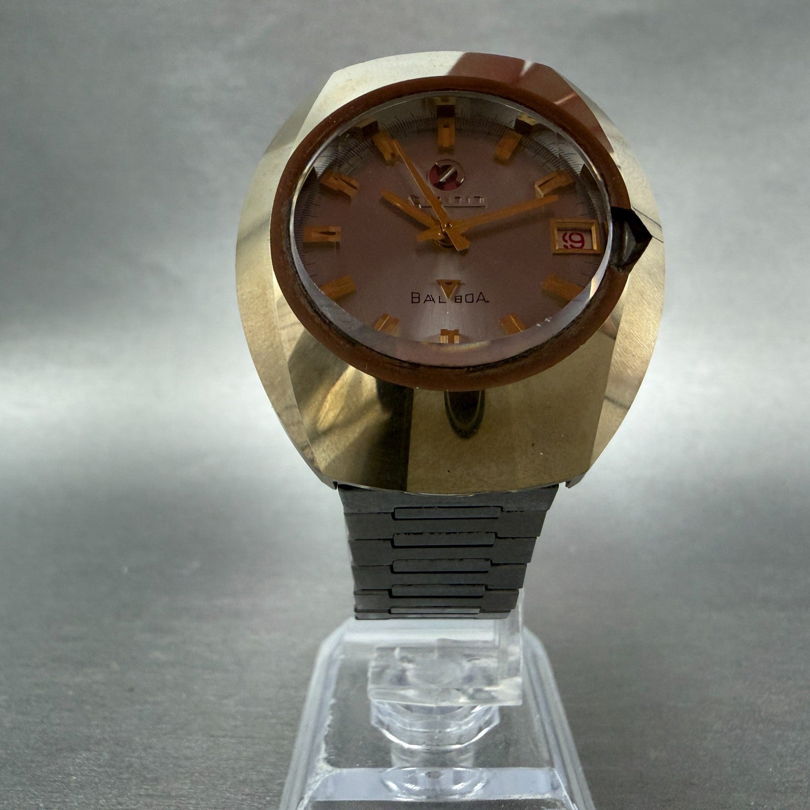 Rado Balboa V Watch Men 36mm Silver Dial Gold Tone Oval Date Automatic Runs VTG5