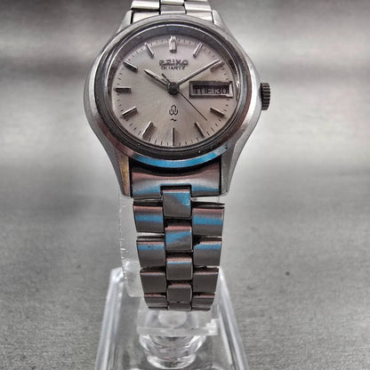 Seiko Watch Women 25mm Silver Dial Silver Tone Daydate Round 2626-0090 New Batt5