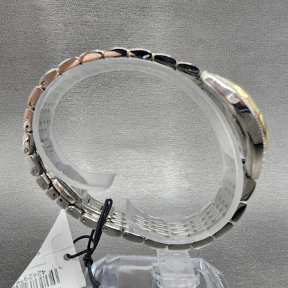 Bulova Diamond Watch Women 30mm Silver Dial Two Tone Diamond Bezel Round 98R2968