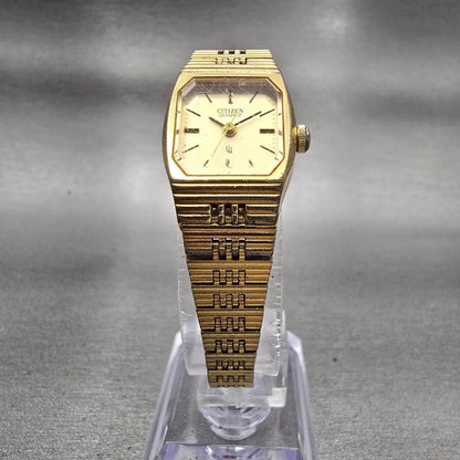 Citizen CQ Watch Women 25mm Champagne Dial Gold Tone 4-0403255 New Battery VTG5