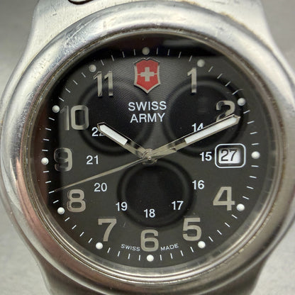 Victorinox Swiss Army Watch Men 40mm Black Dial Silver  Date Round New Battery1
