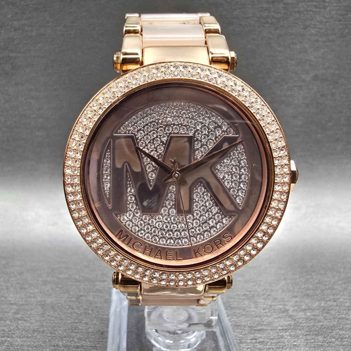 Michael Kors Parker Watch Women 39mm Rose Gold Gemmed Round MK6176 New Battery0