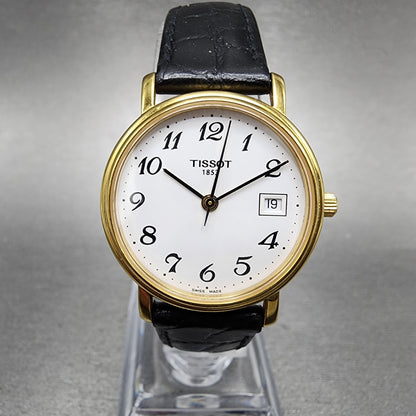 Tissot Watch Women 27mm White Dial Gold Tone Date Round T830/930 New Battery0