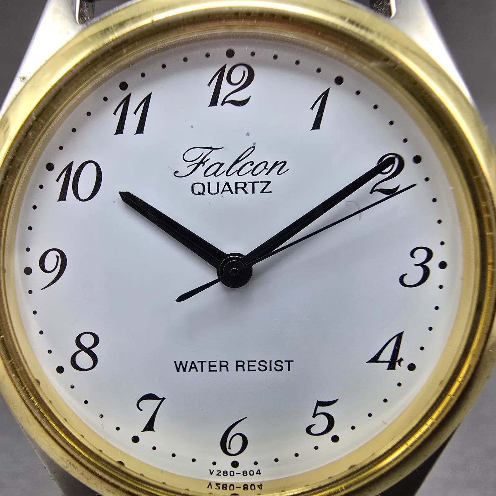 Citizen Q&Q Falcon Watch Men 34mm White Dial Two Tone Round Leather New Battery1