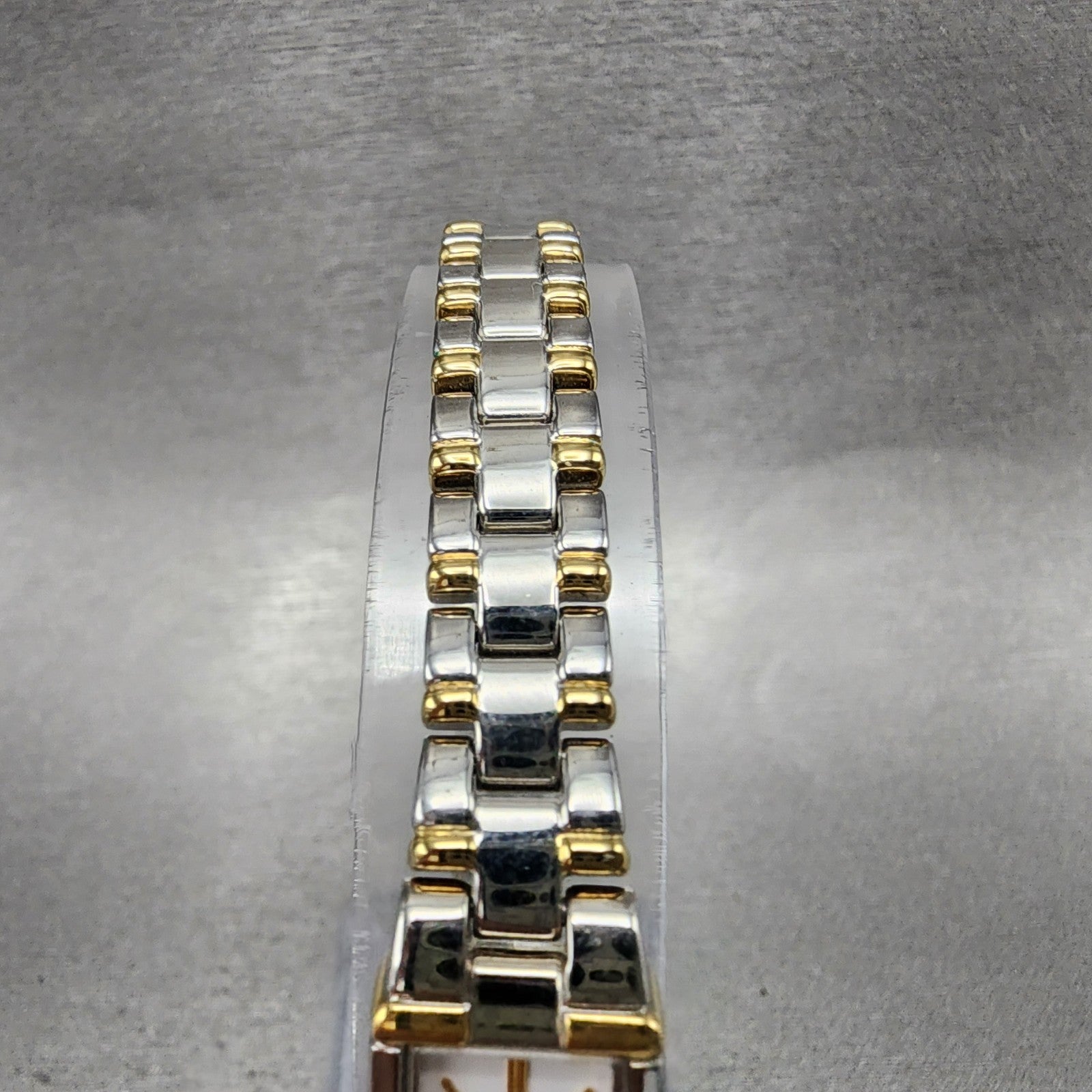 Seiko Tank Watch Women 13mm White Dial Two Tone Rectangle V2200AB0 New Battery4