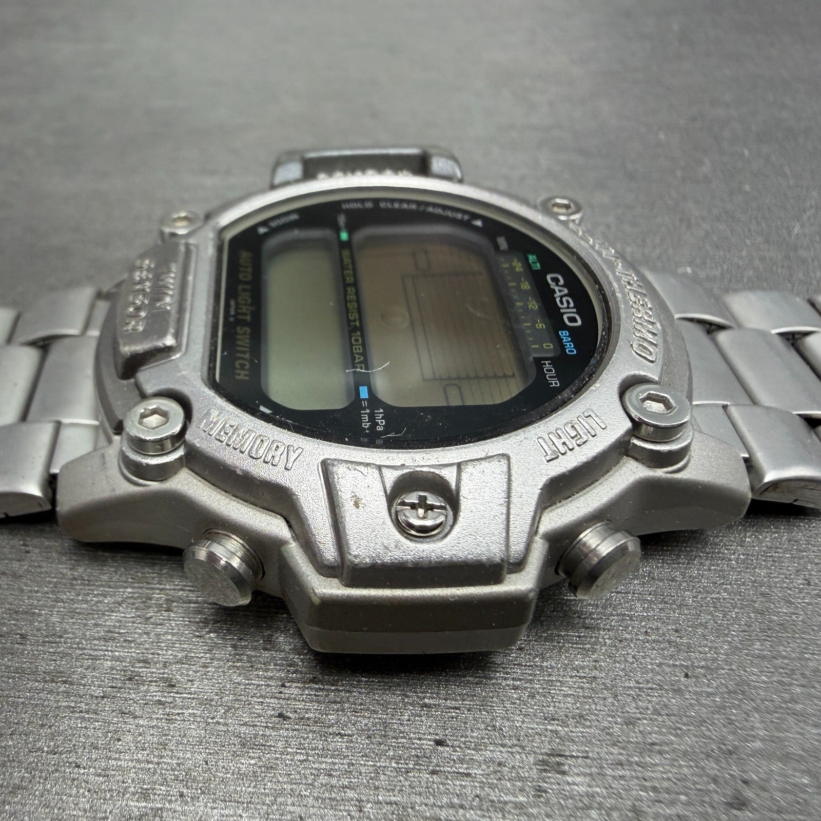 Casio ProTrek PRT-300 Watch Men 47mm Silver Digital Alit-Thermo PARTS4