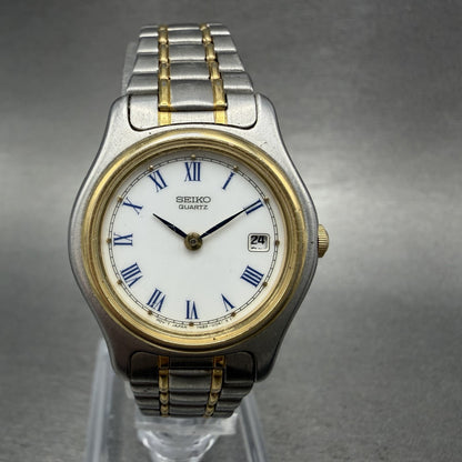 Seiko Watch Women 26mm White Dial Two Tone Date Round 7n890021 New Battery0