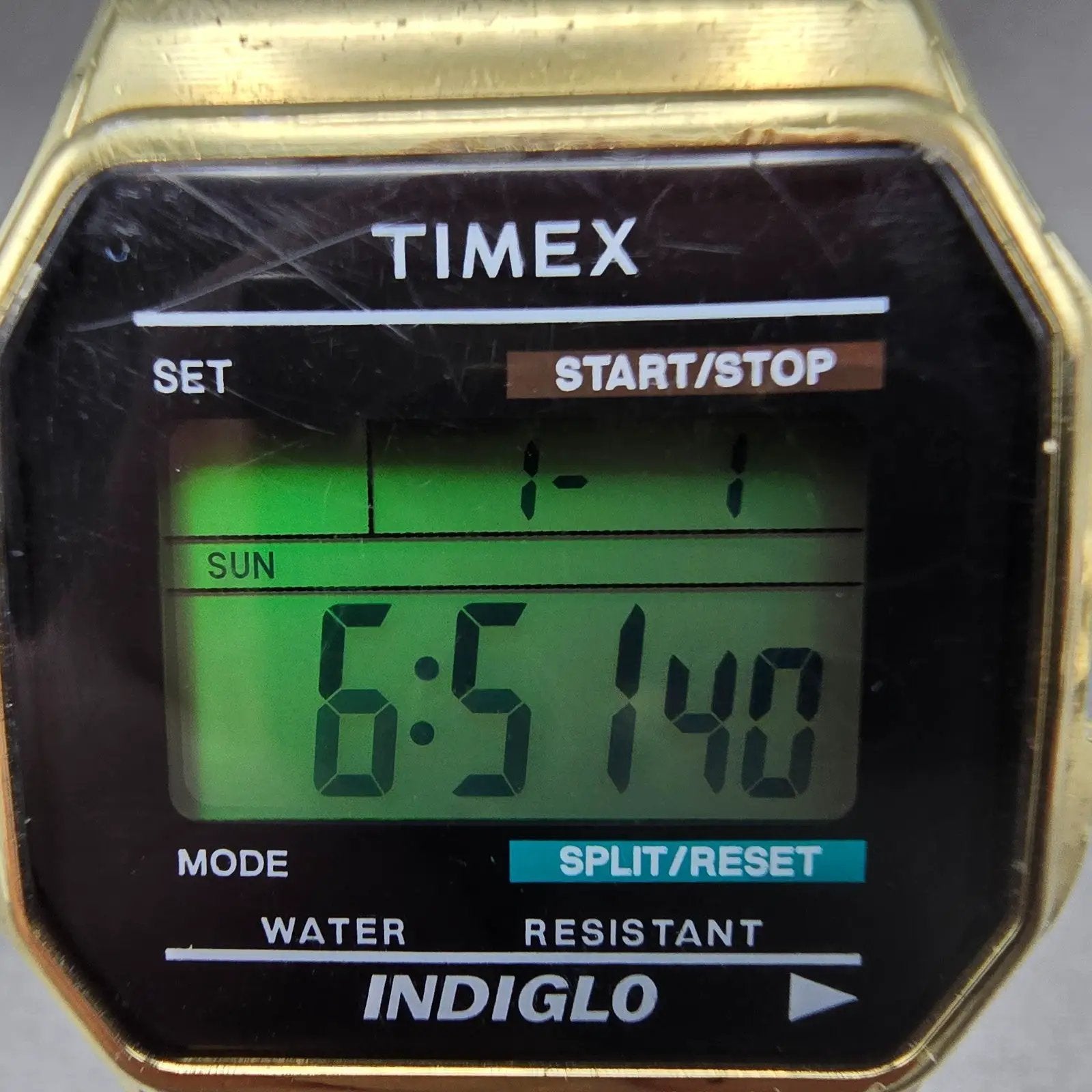 Timex Watch Men 35mm Gold Tone Digital Alarm Chronograph T78677 New Battery UHJ1