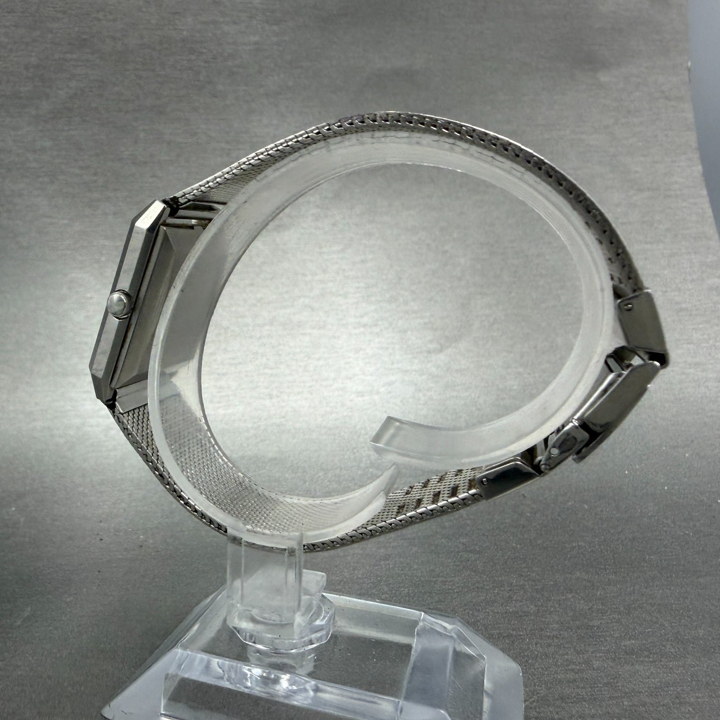 Seiko Tank Watch Women 23mm Silver Dial Silver Tone Rectangle 4130-5010 New Batt6